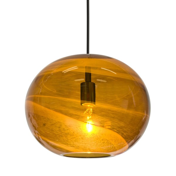 Besa Lighting Geno Cord Pendant, Vapor Amber, Black Finish, 1x60W Incandescent 1JT-GENOAM-BK - main